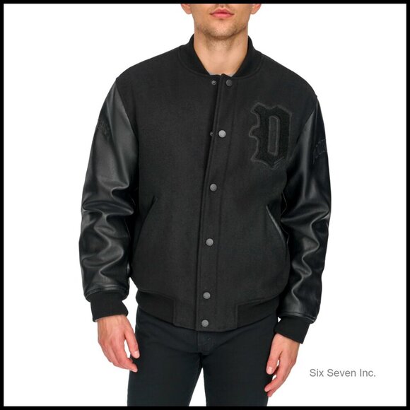 Other - Varsity Bomber Jacket Mixed Media Faux Leather Wool Blend Retro Classic